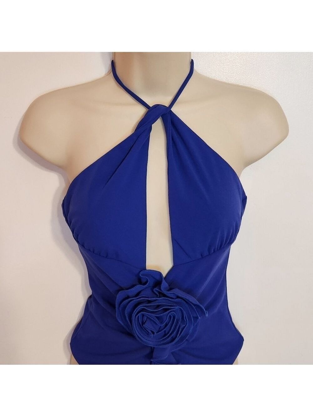 Zara Royal Blue Floral Halter Neck Bodysuit Small - Picture 3 of 11